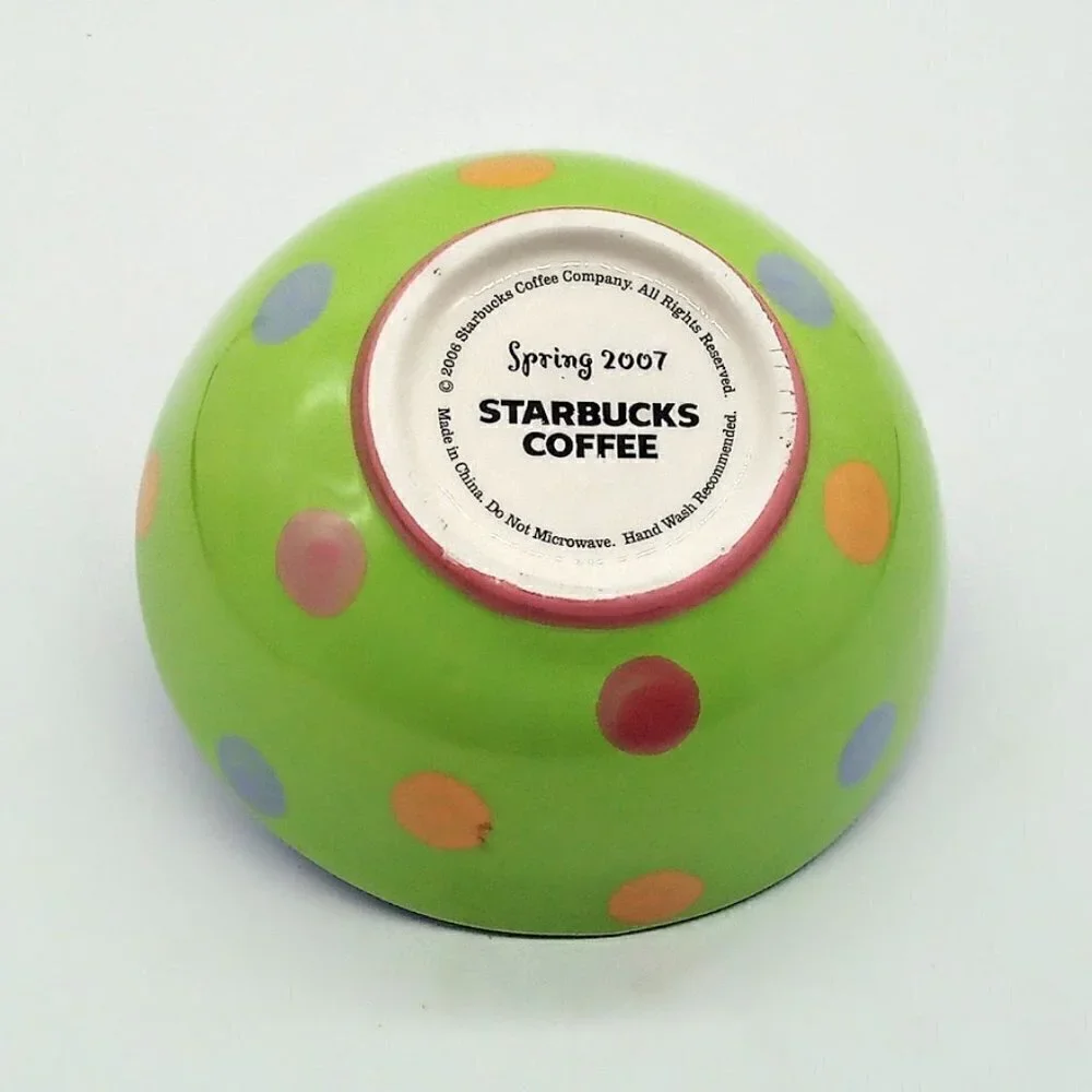 Starbucks Spring 2007 Pastel Polka Dot Ceramic Bunny Bowl